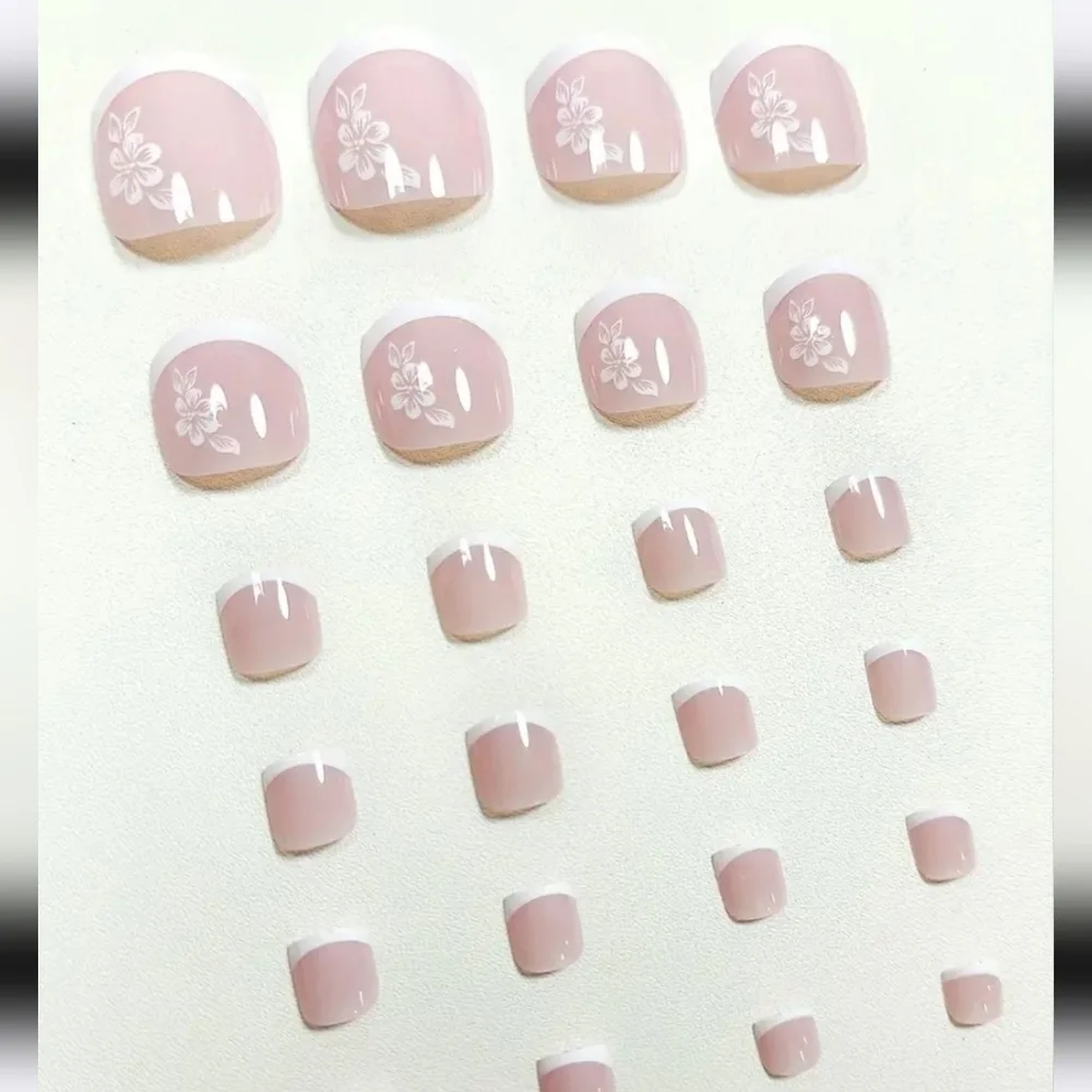 24 Pieces Fake Toe Press On Nails